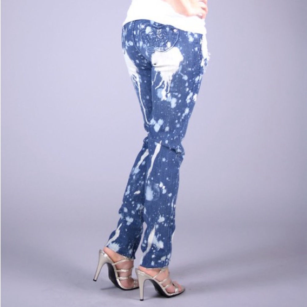 Apple Bottoms Vtg Acid washed ripped bleached jeans high waist denim